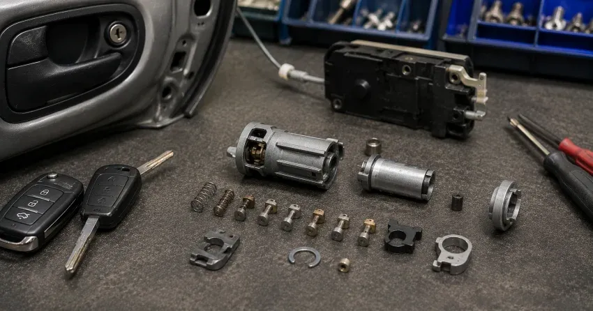 technician testing a car key fob during Car Lock Repair Rosemount, Kitchener