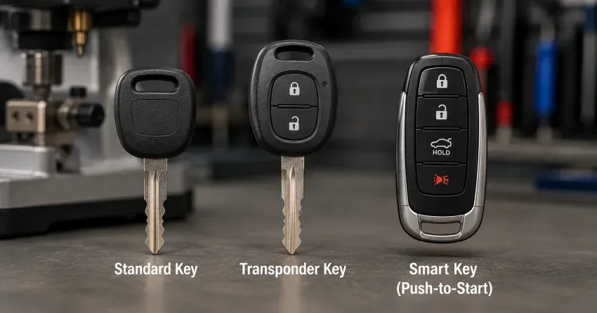 technician cutting a transponder ignition key in Market District, Kitchener