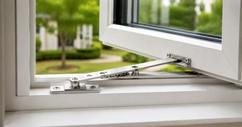 technician replacing casement window hinge in Kitchener