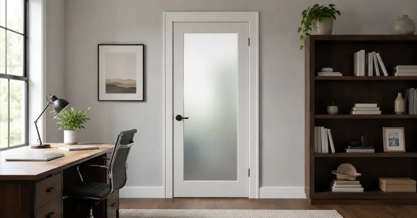 frosted interior door installed in home office in Northward, Kitchener