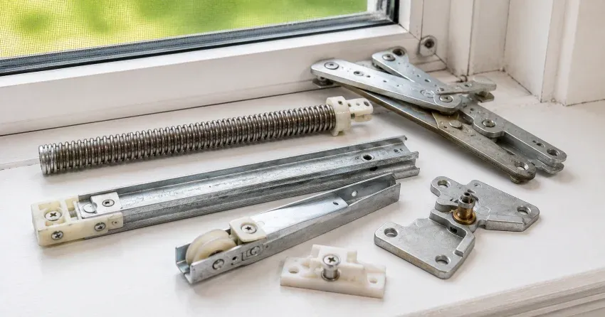 technician adjusting window sash alignment in Grand River South, Kitchener home