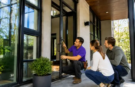 Modern home exterior with floor-to-ceiling windows by Windows & Doors Kitchener